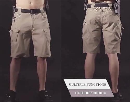 Yameekamulga Men's Water-Resistant Tactical ShortsCargo Hiking Fishing Cotton Blend