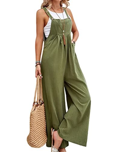 Wide Leg Overalls for Women — Army