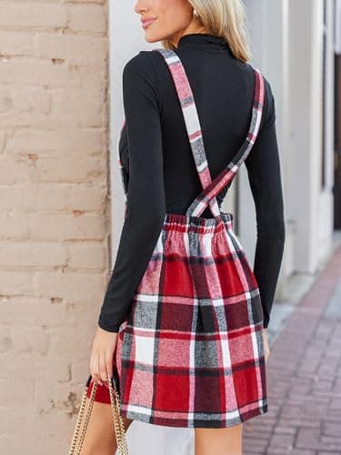 CUPSHE Women's Red Plaid Mini Dress