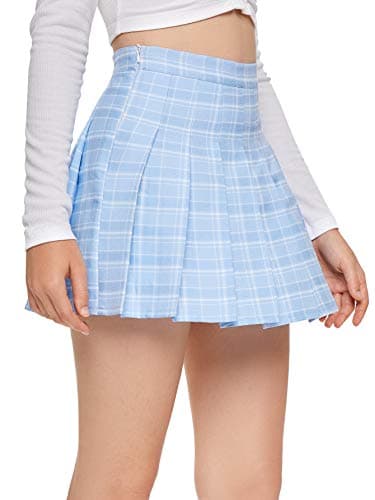 SweatyRocks Women's High Waist Plaid Pleated Mini Skirt