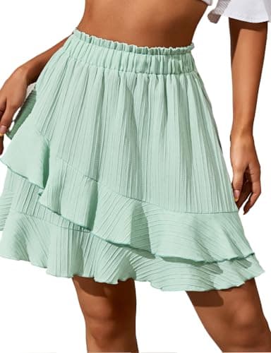 Ruffle Mini Skirt for Women. — Green