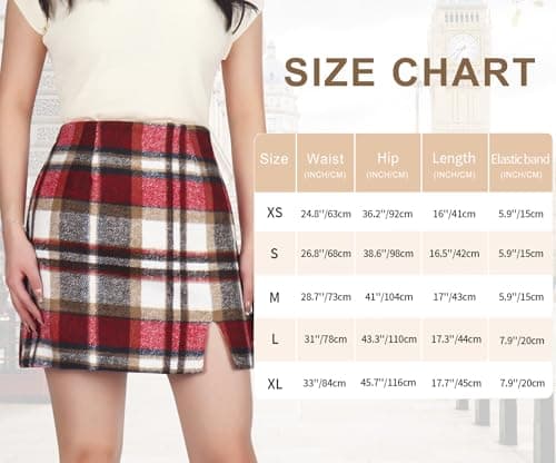 Ibeauti Women's High Waist Plaid Mini Pencil Skirt with Side Split