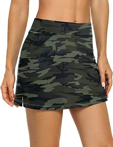 LouKeith Women's Golf Skirts Mini Skorts Summer Workout Shorts with Pockets — Camo