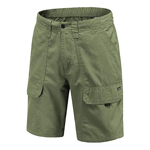 VAYAGER Men's Lightweight Cotton Cargo Shorts with Multiple Pockets — Army Green