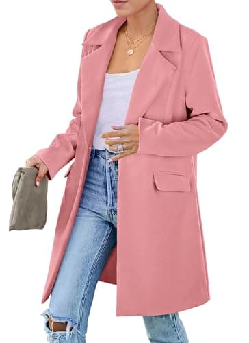 PrettyGarden Women's 2025 Long Sleeve Blazer Jackets Lapel Pockets Casual Work Outerwear — Dusty Pink