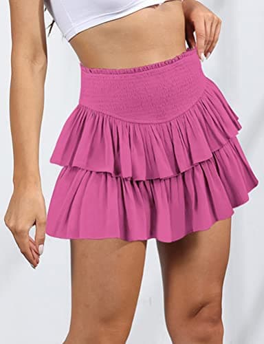 2024 Women's Ruffle Mini Skirt A-Line Pleated Cute Style