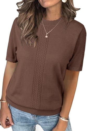 Womens Arach&Cloz Knit Sweater Long Sleeve Casual Spring Outfit Fashion — Coffee-5006
