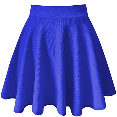 PUKAVT Women's A-Line Mini Flared Stretchy Skater Party Skirt — Royal Blue