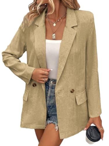 Mina Self Summer Linen Blazer Jacket for Women Lightweight 2024 Spring Long Sleeve Business Casual Work Suit