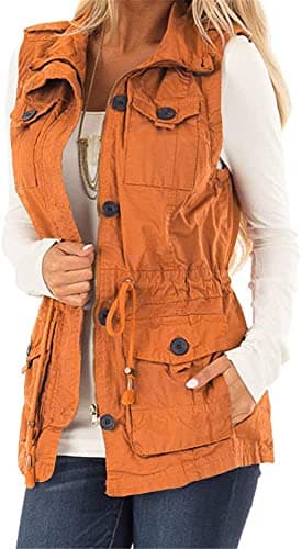 Casual Military Utility Vest for Women — Yellow
