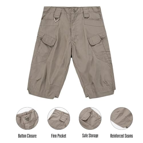 AUTIWITUA Men's Waterproof Tactical Cargo Shorts for Hiking and Fishing
