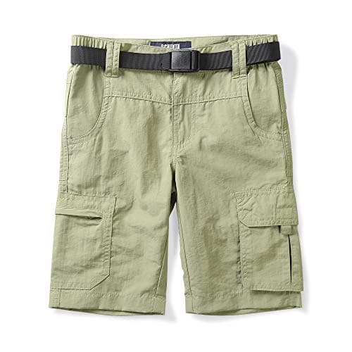 OCHENTA Men & Boys Quick-Dry Cargo Hiking Shorts Elastic Waist Outdoor — Khaki