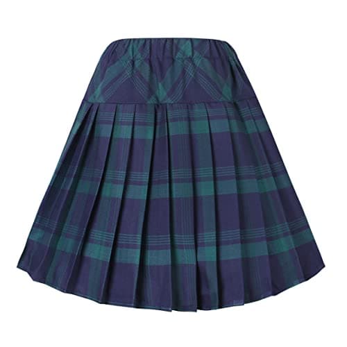 Urban CoCo Women's Elastic Waist Tartan Pleated School Skirt