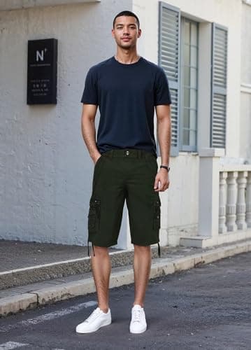 FAIRFAX Ethanol Fried-Denim Mens Belted Cargo Shorts