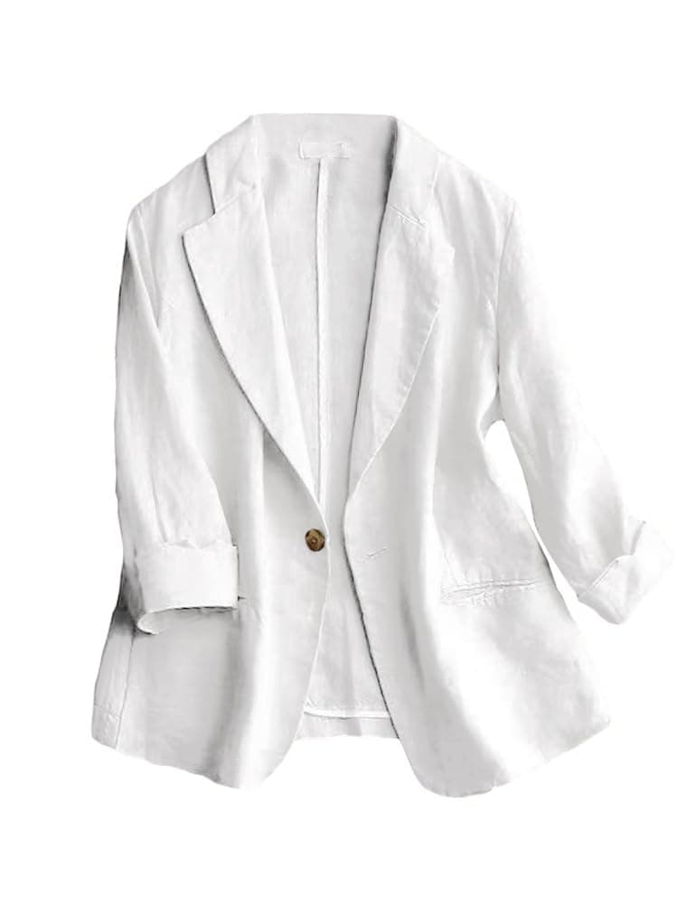 Women's Cotton Linen Blazer for Work or Casual Summer Outfits