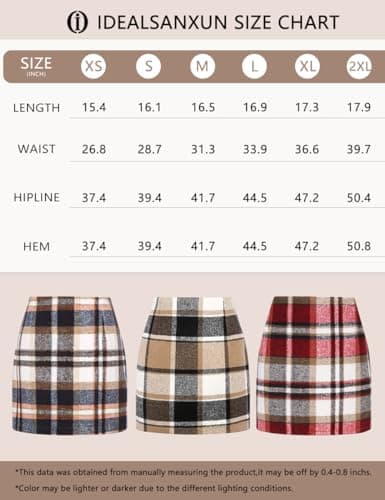 Women's High Waist Plaid Wool Mini Skirt