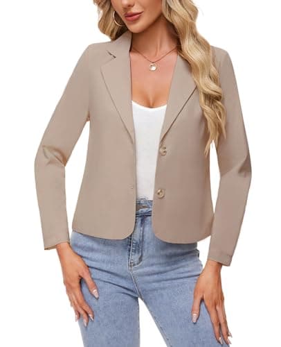 MintLimit Linen Blazer for Women Lightweight Casual Work Jacket — Khaki