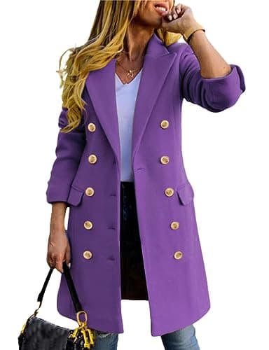 Women's Wool Peacoat for Fall and Winter — Purple