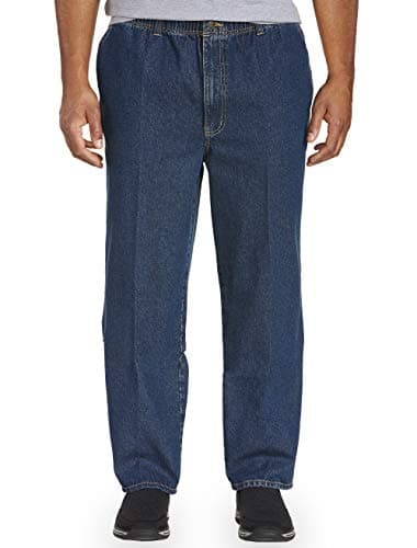Harbor Bay Men's Big and Tall Elastic Waist Jeans | Loose Fit and Comfortable — Dark Stonewash