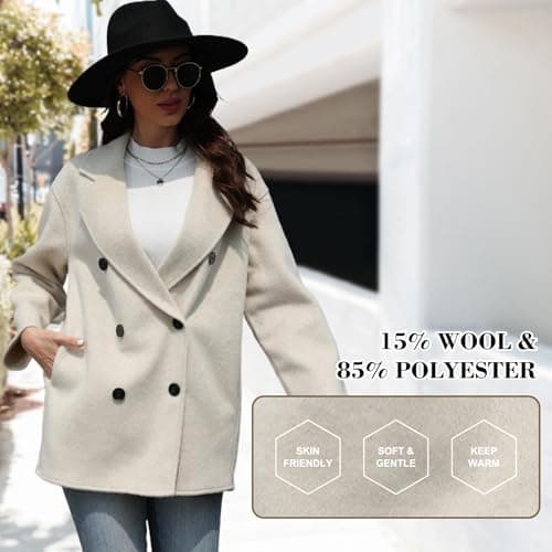 BEINF Women's Classic Double Breasted Wool Coat Safe Warm