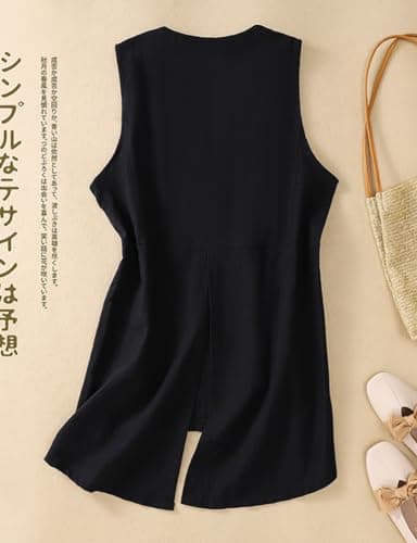 Women's Linen Sleeveless Blazer Jacket for Spring and Summer