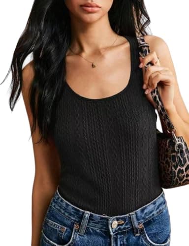 IDEALSANXUN Women's Sleeveless Ribbed Pullover Sweater Vest Top — Black