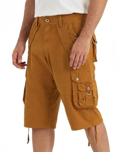 Rejork Mens Cargo Shorts with 8 Pockets Outdoor Casual Hiking — Desert Sun