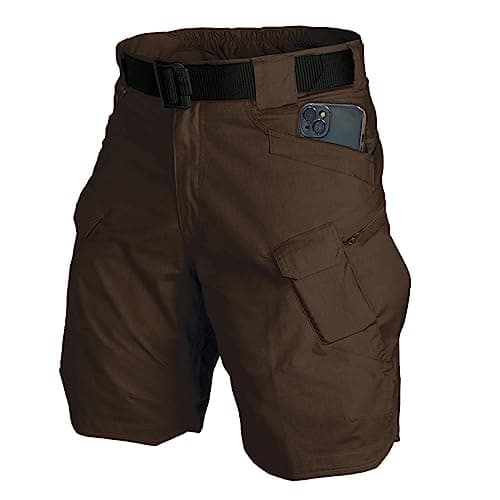 Yameekamulga Men's Water-Resistant Tactical ShortsCargo Hiking Fishing Cotton Blend — T# Coffee