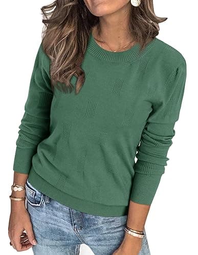 Womens Arach&Cloz Knit Sweater Long Sleeve Casual Spring Outfit Fashion — A-gray Green