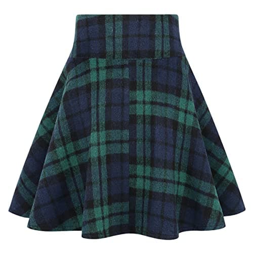 IDEALSANXUN Womens High Waist Pleated Wool Gothic Mini Skirts