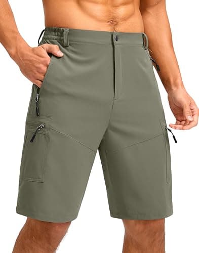 Pudolla Men's Lightweight 11" Cargo Shorts for Summer Travel and Outdoor — Grey Sage