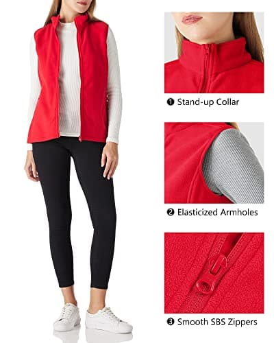Outdoor Ventures Women's Polar Fleece_zip Vest with Pockets Warm Sleeveless Coat Vest