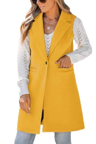 Sleeveless Wool Vest for Women: Fall/Winter Casual Outwear — Yellow