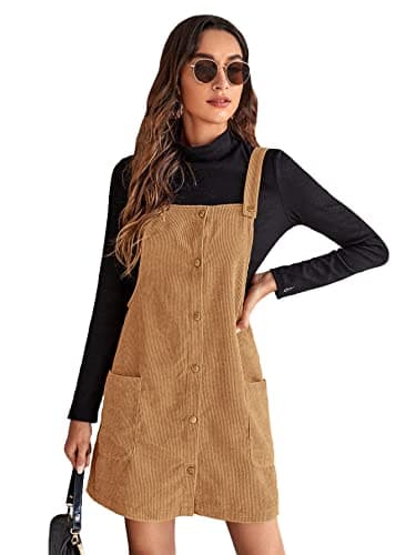 Floerns Women's Pinafore Dress — Light Brown