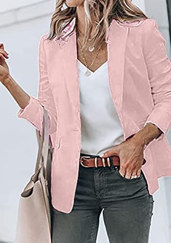 WIWIQS Women's Comfortable Long-Sleeve Open Front Blazer Suit