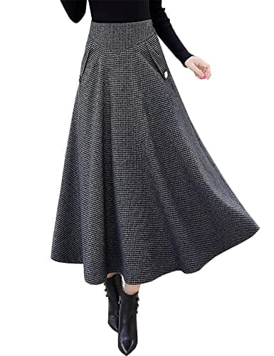 Ylingjun Warm Elastic High-Waisted Wool Skirt — Black