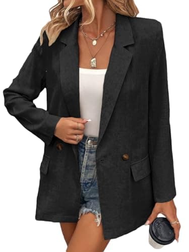Mina Self Summer Linen Blazer Jacket for Women Lightweight 2024 Spring Long Sleeve Business Casual Work Suit — Black