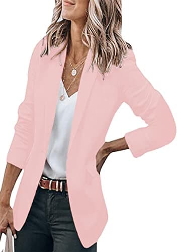 WIWIQS Women's Comfortable Long-Sleeve Open Front Blazer Suit