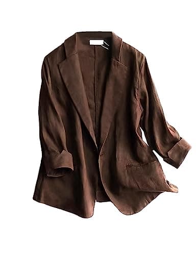 2024 Linen Blazer Women Lightweight Summer Jackets — 1-coffee