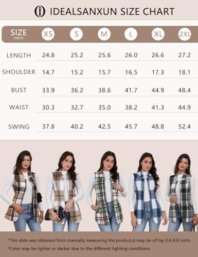 Plaid Wool Vest for Women: Casual Fall/Winter Sleeveless Blazer