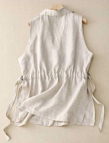 IDEALSANXUN Women's Oversized Cotton Linen Sleeveless Blazer Waistcoat