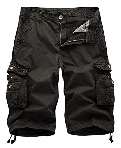 IDEALSANXUN Men's Casual Loose Fit Multi-Pocket Military Style Shorts — Dark Grey