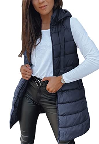 Women's Winter Hooded Puffer Vest — Navy