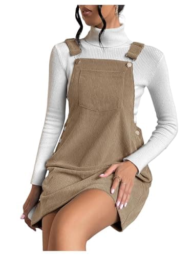Milumia Women's Corduroy Button Front Mini Pinafore Dress with Pocket
