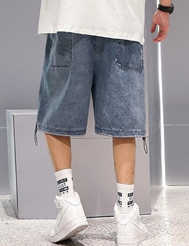 FCOOLYEET Mens Y2K Ripped Baggy Shorts Aesthetic Jeans