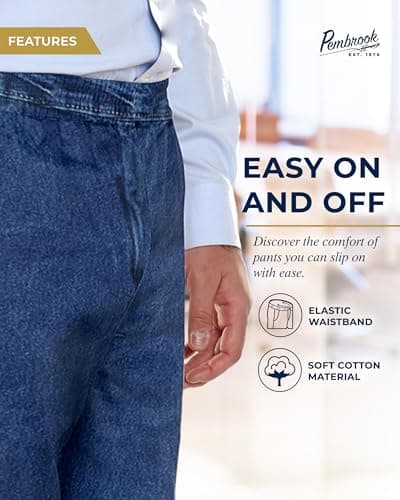 Elastic Waist Pants for Seniors - Relax Fit Jeans for Elderly Men