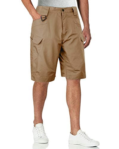 Alimen's Gentle Men's Outdoor Cargo Shorts Elastic Waist Multi-Pocket Tactical — Dark Khaki