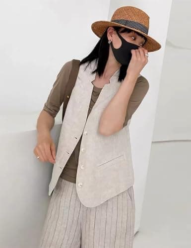 Lightweight Linen Vest for Women: Casual Sleeveless Blazer for Spring/Summer