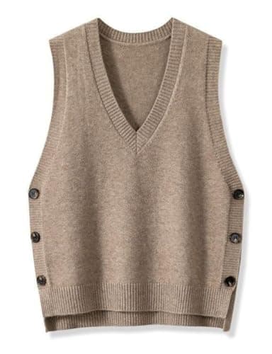 IDEALSANXUN Women's Sleeveless V-Neck Knit Pullover Sweatshirt Vest