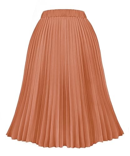 Carcos Plus Size High Waist Flowy A-Line Mini/Midi Skirt XL-5XL — A85o-brown